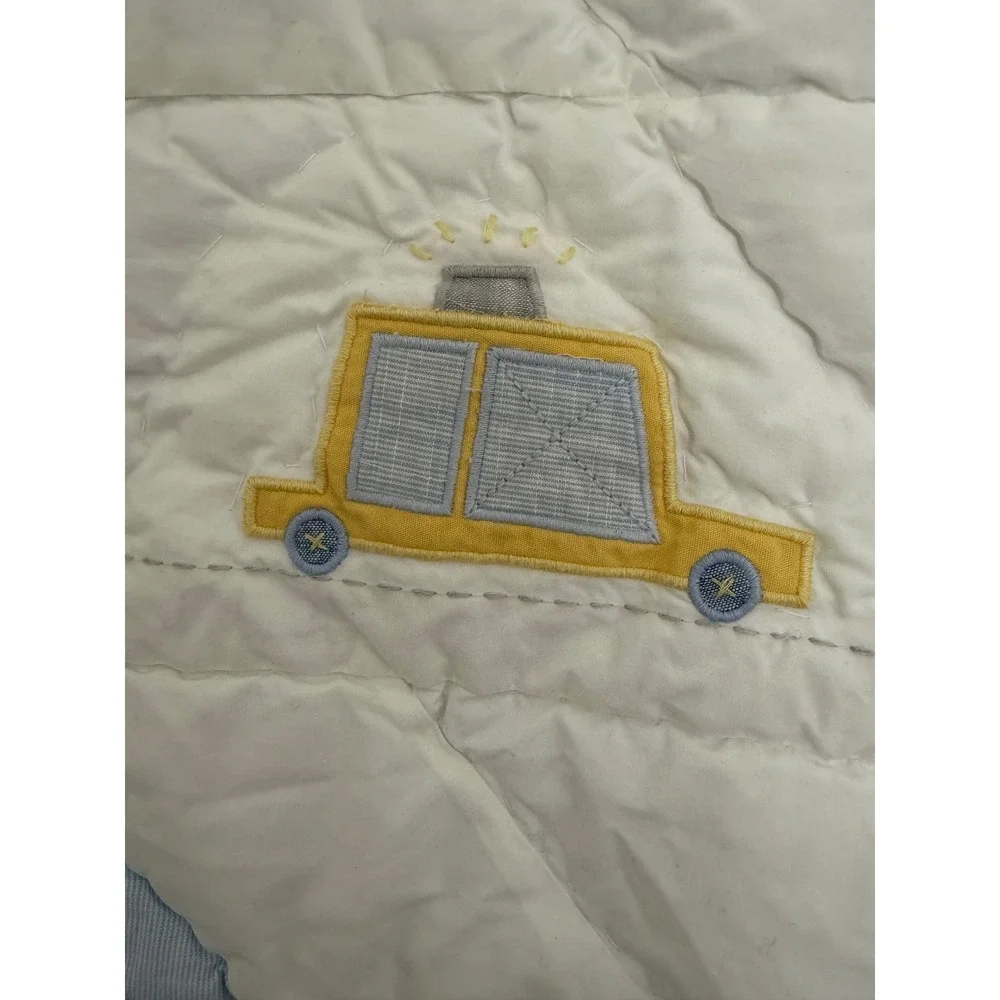 Pottery Barn Kids Transportation Quilt Crib Toddler Cars Trucks Patchwork Blue